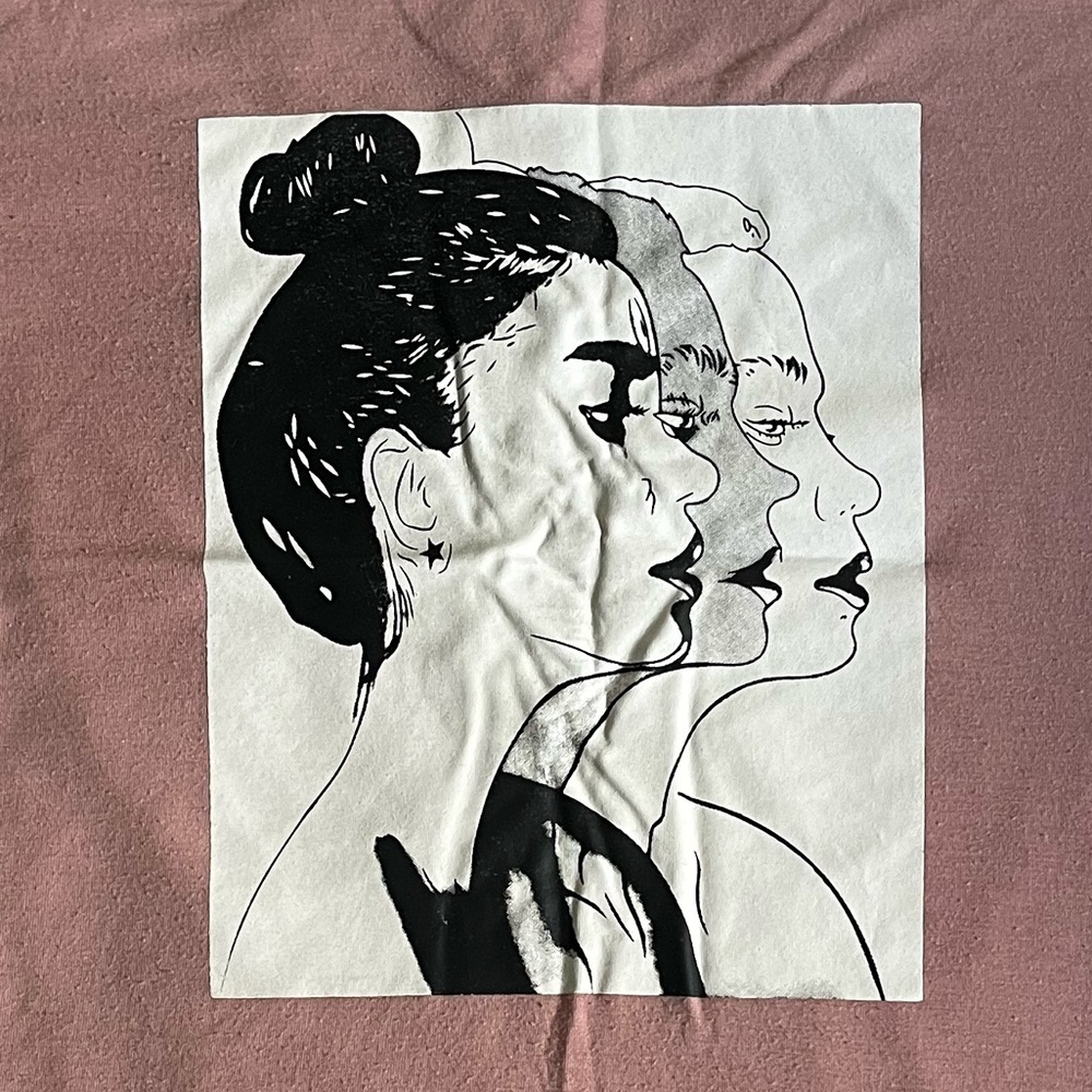 Pink and white graphic T